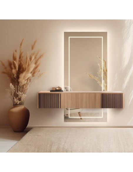 Téglalap alakú tükör két részből álló megvilágítással - MENA LED
