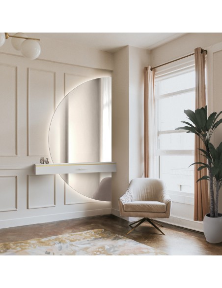 Félkör alakú tükör két részből álló megvilágítással - DOPPIO LED