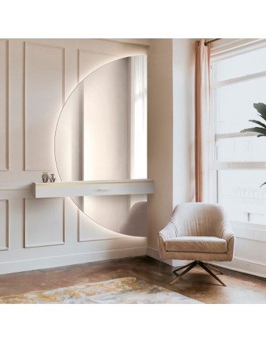 Félkör alakú tükör két részből álló megvilágítással - DOPPIO LED