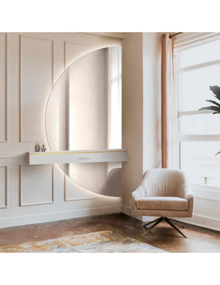 Félkör alakú tükör két részből álló megvilágítással - DOPPIO LED