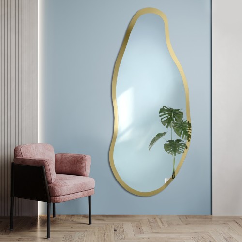 Szabálytalan tükör arany fényes keretben - BARYT SHINE