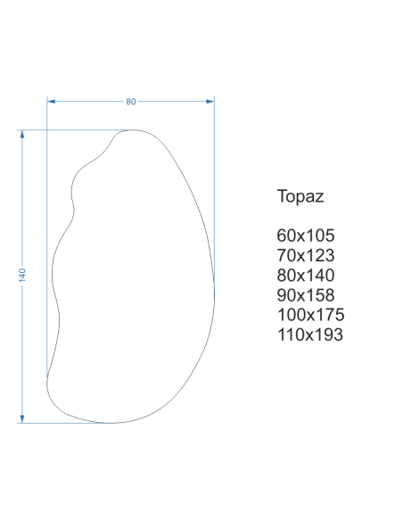 Szerves alakú tükör megvilágítással - TOPAZ LED Szerves alakú tükör megvilágítással - TOPAZ LED