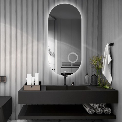 Ovális fürdőszobai tükör zoom tükörrel és kapcsolóval - NIKO LED PREMIUM 2