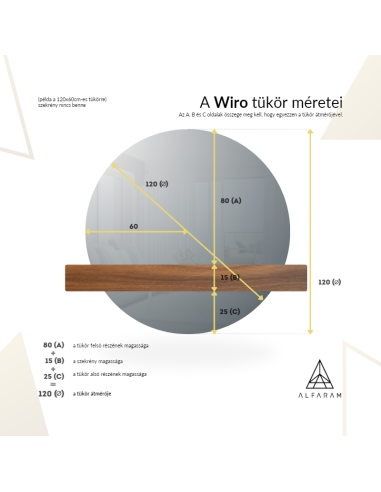 Kerek fürdőszobai tükör két részben világítással - WIRO LED