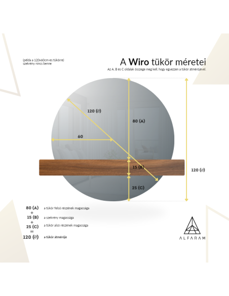 Kerek fürdőszobai tükör két részben világítással - WIRO LED