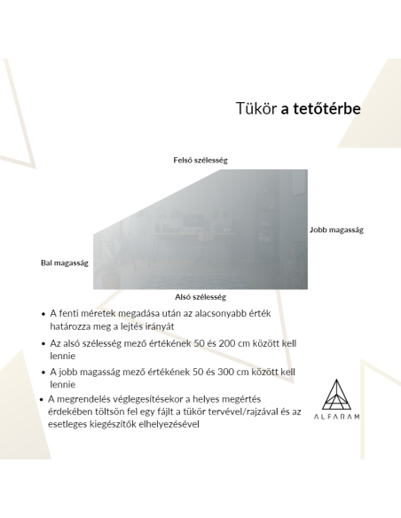 Homokfúvott tükör a padlásra - Személyre szabottan - NETTA LED