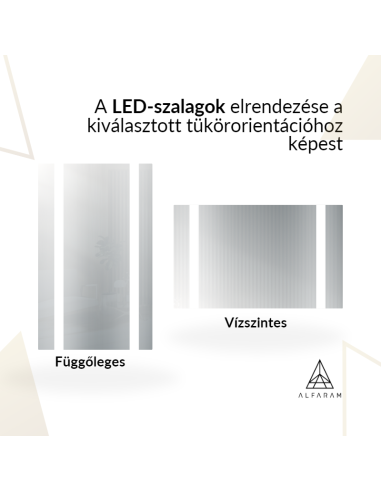 Négyszögletes fürdőszobai tükör világítással - FLAWIA LED
