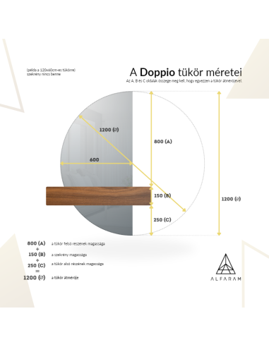 Félkör alakú, kétrészes fürdőszobatükör megvilágítással - DOPPIO LED II