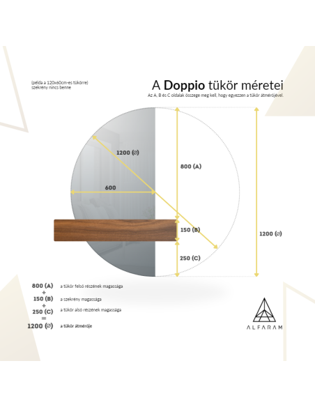 Félkör alakú, kétrészes fürdőszobatükör megvilágítással - DOPPIO LED II