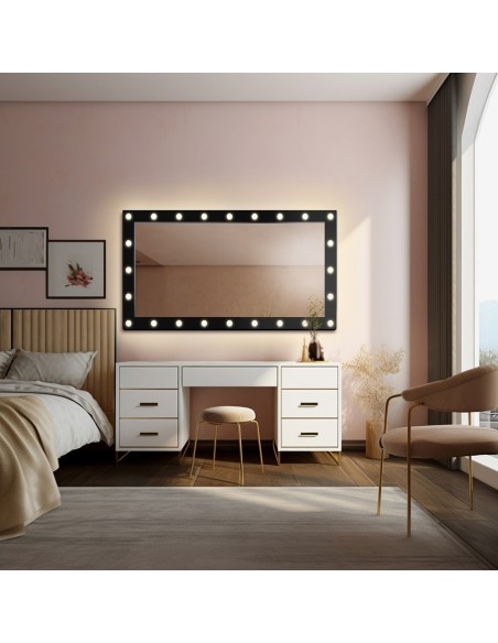 Téglalap alakú kozmetikai tükör izzókkal MDF keretben - VEGAS