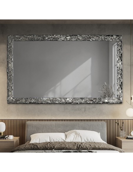 Elegáns falitükör ezüst keretben, grafit színű tükörfelülettel – CLAUDE GRAPHITE