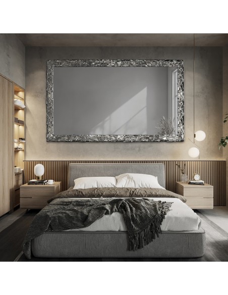 Elegáns falitükör ezüst keretben, grafit színű tükörfelülettel – CLAUDE GRAPHITE