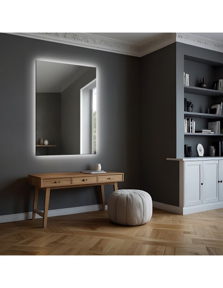 Téglalap alakú fürdőszobai tükör polírozva, megvilágítási lehetőséggel - AGIS LED MÉRETRE