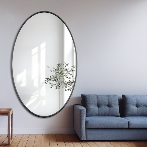 Ellipszis tükör fekete MDF SLIM keretben - ELIZA - keret színe tetszés szerint választható 2