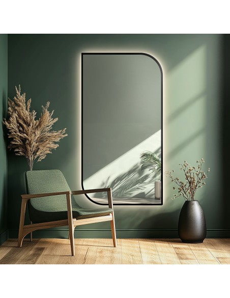 Tükör fekete MDF SLIM keretben megvilágítással - LED-es TEARDROP- a keret színe választható