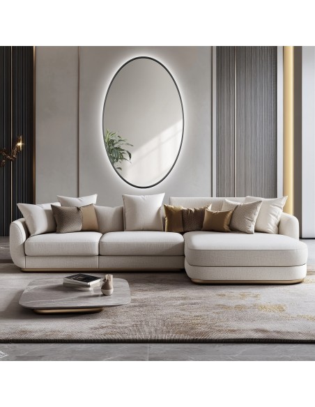 Elliptikus tükör fekete MDF SLIM keretben, megvilágítással - ELIZA LED