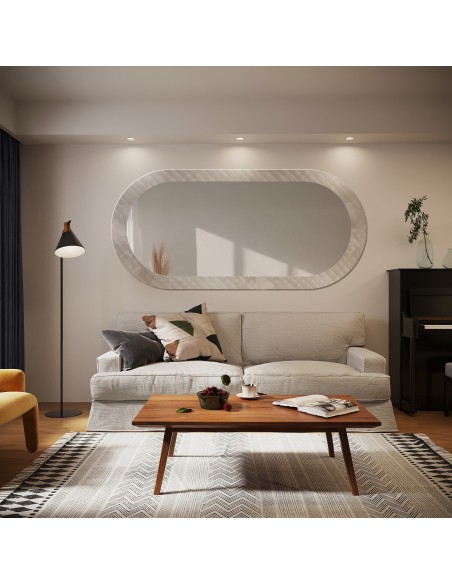 Dekoratív ovális tükör katedrál üvegen Master Soft - LUXORA VESPER Dekoratív ovális tükör katedrál üvegen Master Soft - LUXORA VESPER