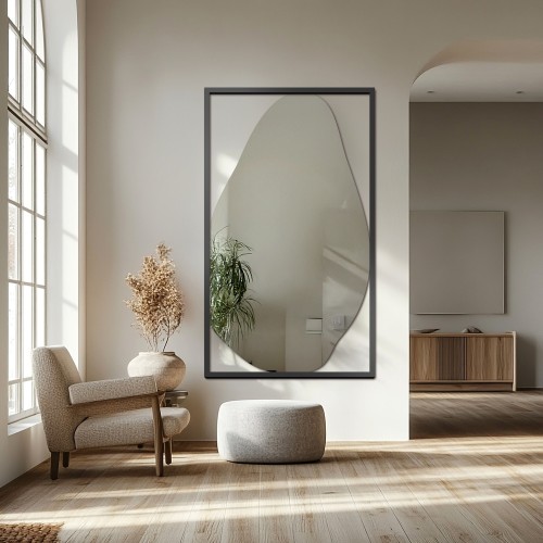 Szerves tükör fekete MDF keretben - HUBERTUS