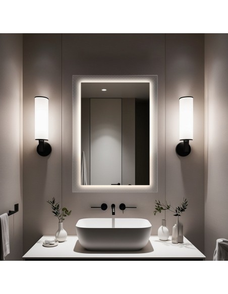 Téglalap alakú tükör katedrál üvegen Master Point LED világítással - LUXORA SOLEIL LED