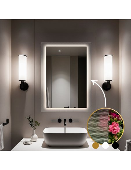 Téglalap alakú tükör katedrál üvegen Master Point LED világítással - LUXORA SOLEIL LED