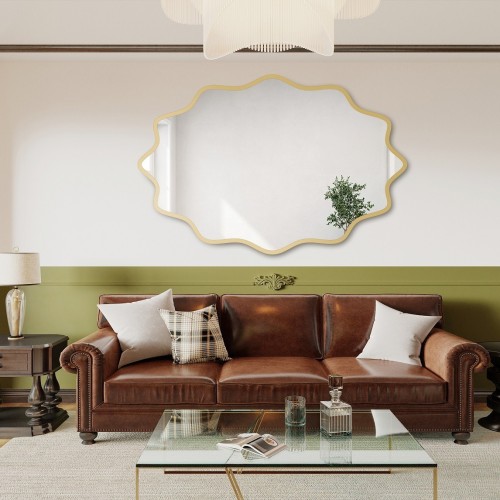 Elliptikus tükör hullámos MDF keretben – AQUARELLE ELVA 2