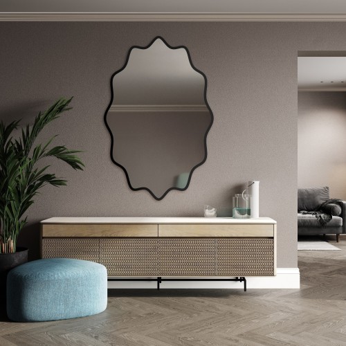 Elliptikus tükör hullámos MDF keretben – AQUARELLE ELVA