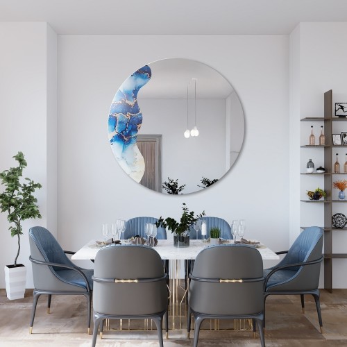 Szabálytalan tükör kerek kék márványon – MARBLE BLUVERO