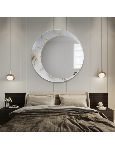 Kerek tükör fehér-arany márványon – MARBLE MARLUCE Kerek tükör fehér-arany márványon – MARBLE MARLUCE