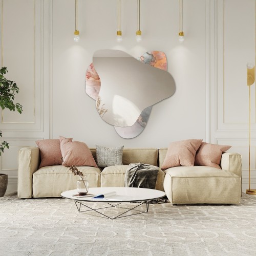 Szabálytalan tükör rózsaszín márványon – MARBLE FIORATO