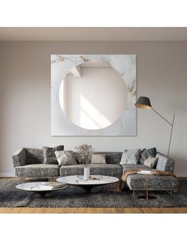 Kerek tükör négyzet alakú fehér-arany márványon – MARBLE BIANCO