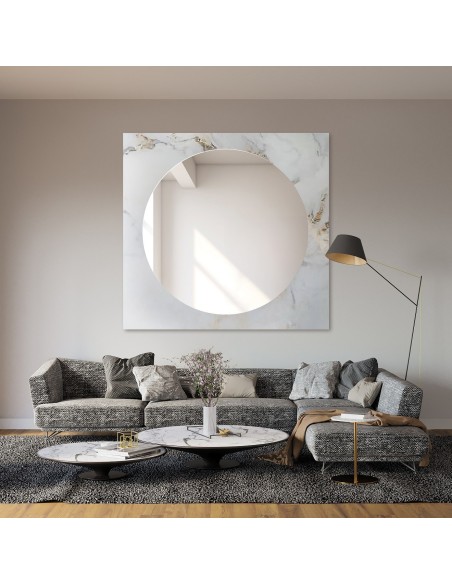 Kerek tükör négyzet alakú fehér-arany márványon – MARBLE BIANCO Kerek tükör négyzet alakú fehér-arany márványon – MARBLE BIANCO