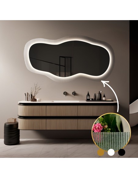 Tükör katedrál üvegen Estriado LED világítással - LUXORA GLASORI LED