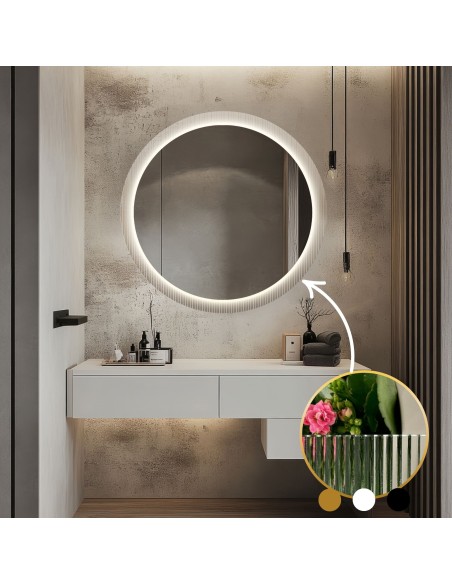 Kerek tükör katedrál üvegen Visiosun Classic LED világítással - LUXORA GLIMMER LED