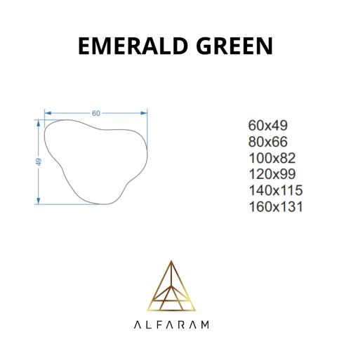 Szabálytalan zöld tükör - EMERALD GREEN 2
