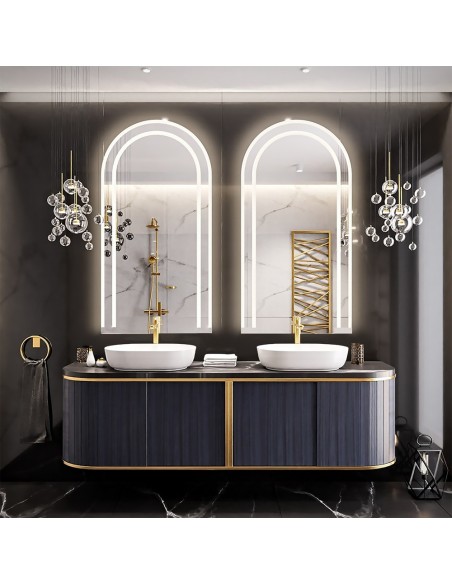 Két félig ovális fürdőszobatükör készlet megvilágítással - KIT KORIA LED