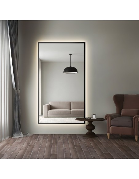 Fekete keretben lévő tükör megvilágítással - 1503 LED - méretre gyártva