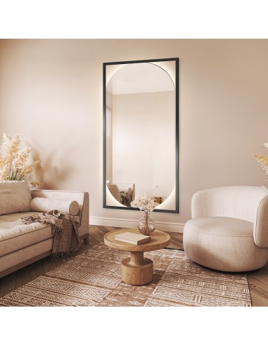 Modern ovális tükör fa keretben világítással - RENA LED