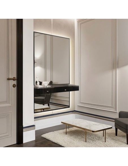 Fekete keretes tükör fésülködőasztalra két részből álló, LED-es megvilágítással - 1503 LED - keret színe tetszés szerint.