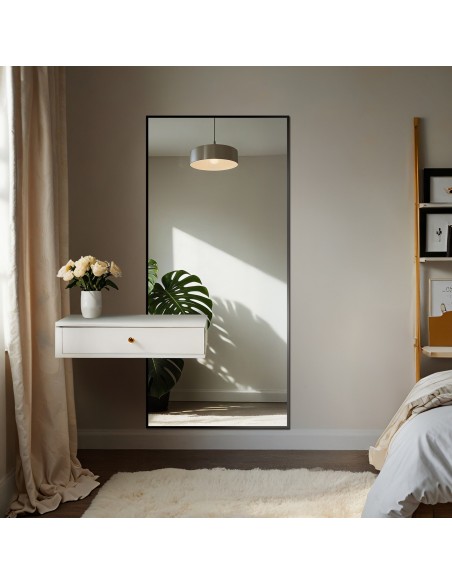 Modern nagyméretű tükör fakeretben, szekrénykivágással 1503