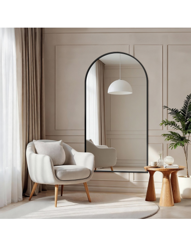 Fél-ovális tükör fekete MDF SLIM keretben - DOMI - keret színe az Ön választása szerint