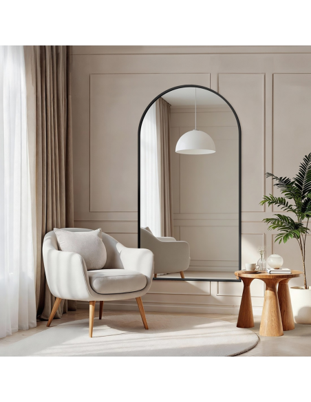 Fél-ovális tükör fekete MDF SLIM keretben - DOMI - keret színe az Ön választása szerint