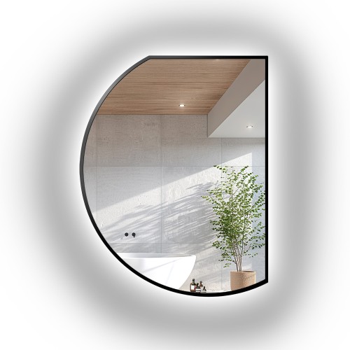 Szabálytalan alakú tükör fekete matt mdf keretben, megvilágítással - ODETTA LED 2