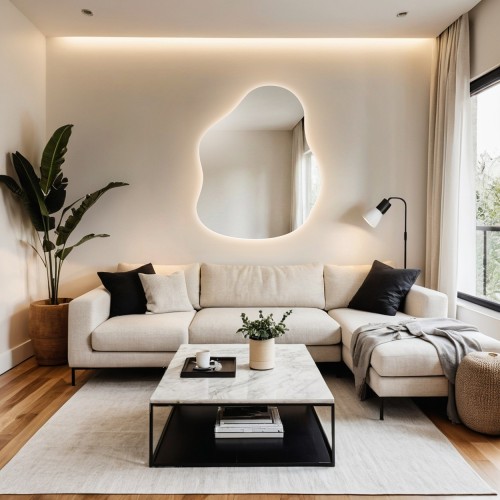 Szerves formájú tükör megvilágítással - STONE LED