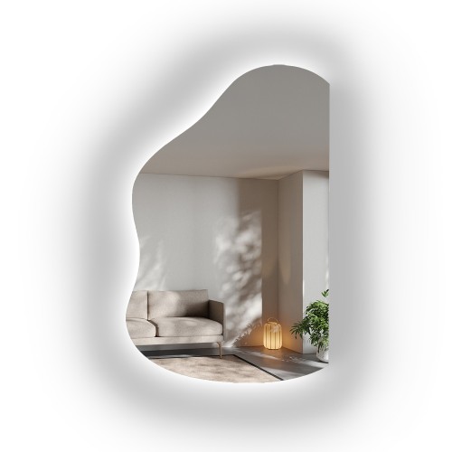 Organikus tükör, ferde szélű, LED-es háttérvilágítással – STONE LED FERDE SZÉLŰ 2