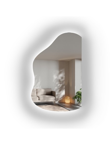 Organikus tükör, ferde szélű, LED-es háttérvilágítással – STONE LED FERDE SZÉLŰ