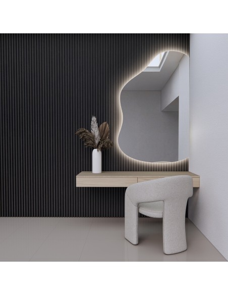 Organikus tükör, ferde szélű, LED-es háttérvilágítással – STONE LED FERDE SZÉLŰ