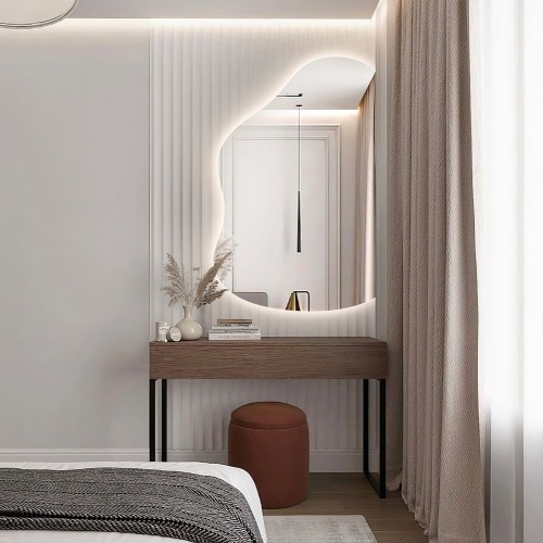 Organikus tükör, ferde szélű, LED-es háttérvilágítással – STONE LED FERDE SZÉLŰ