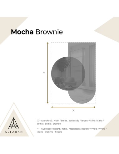 Félig ovális tükör kerek barna tükörlapon – MOCHA BROWNIE