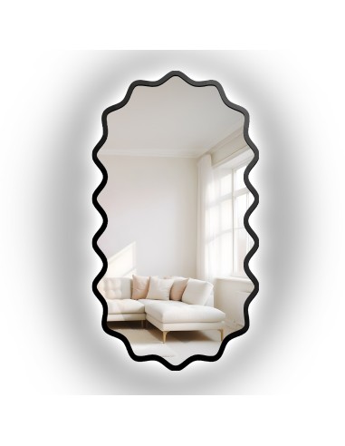 Ovális tükör hullámos MDF keretben, háttérvilágítással – AQUARELLE ELORA LED