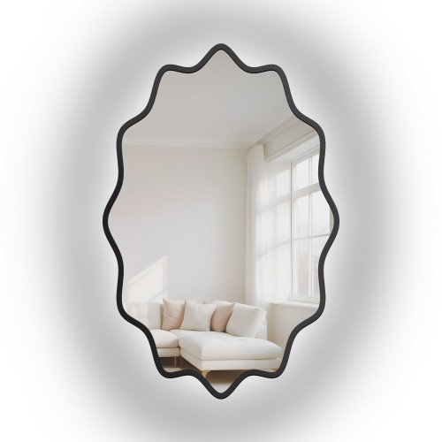 Hullámos MDF keretű, háttérvilágításos elliptikus tükör – AQUARELLE ELVA LED 2